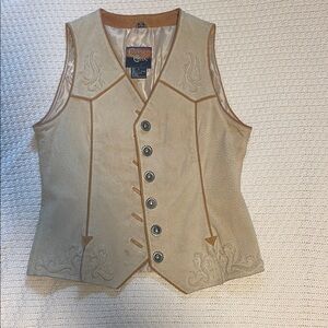 Cream and Tan Embroidered Vest